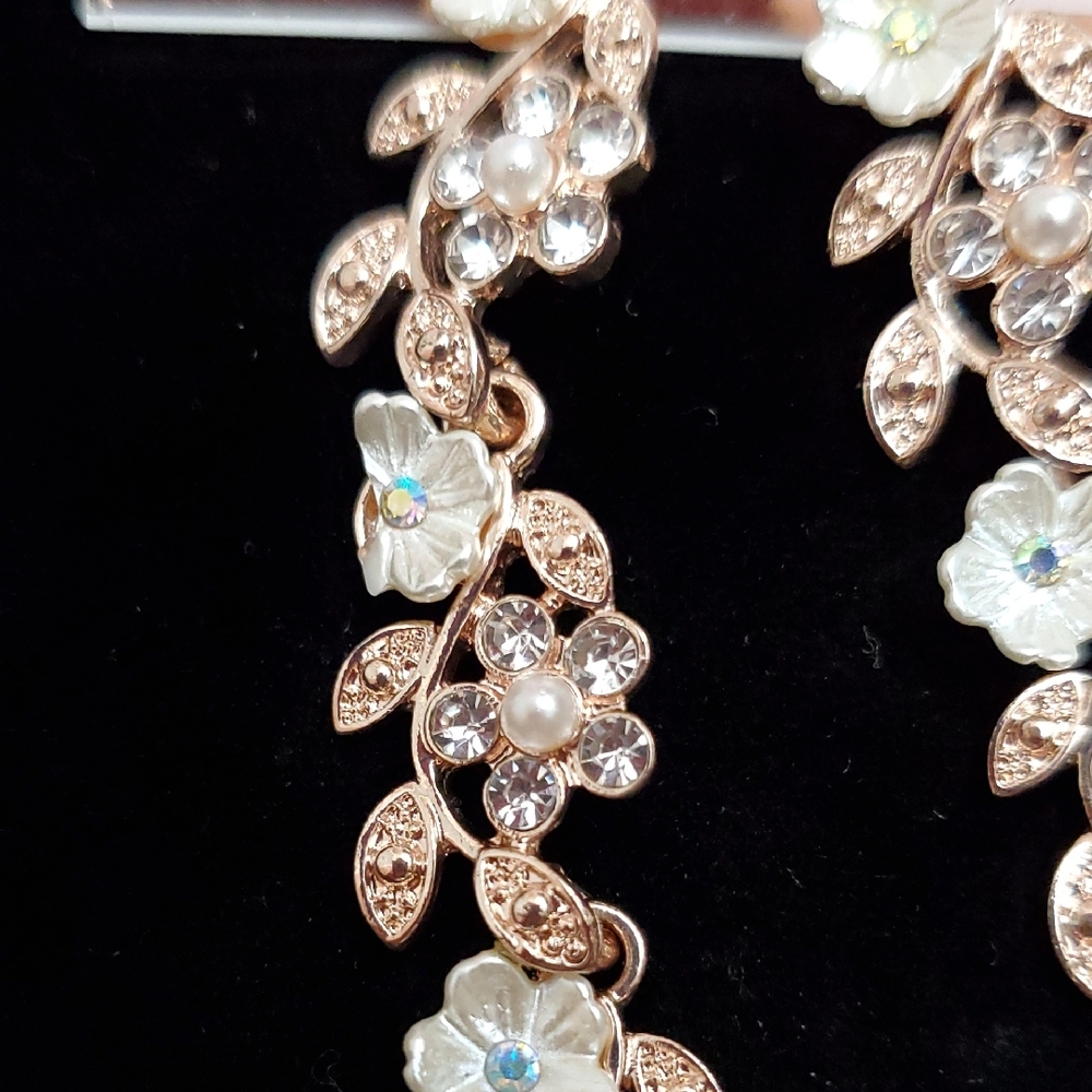 Adrienne Vittadini Gold and White Botanical Earrings - Picture 9 of 13